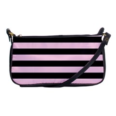 Black And Light Pastel Pink Large Stripes Goth Mime French Style Shoulder Clutch Bag by genx