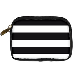 Black And White Large Stripes Goth Mime French Style Digital Camera Leather Case by genx