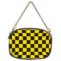 Checkerboard Pattern Black And Yellow Ancap Libertarian Chain Purse (one Side) by snek