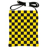 Checkerboard Pattern Black and Yellow Ancap Libertarian Shoulder Sling Bag Front