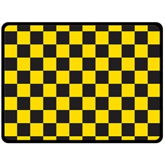 Checkerboard Pattern Black And Yellow Ancap Libertarian Double Sided Fleece Blanket (large)  by snek