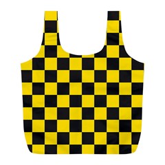 Checkerboard Pattern Black And Yellow Ancap Libertarian Full Print Recycle Bag (l) by snek