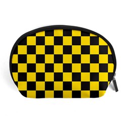 Checkerboard Pattern Black And Yellow Ancap Libertarian Accessory Pouch (large) by snek