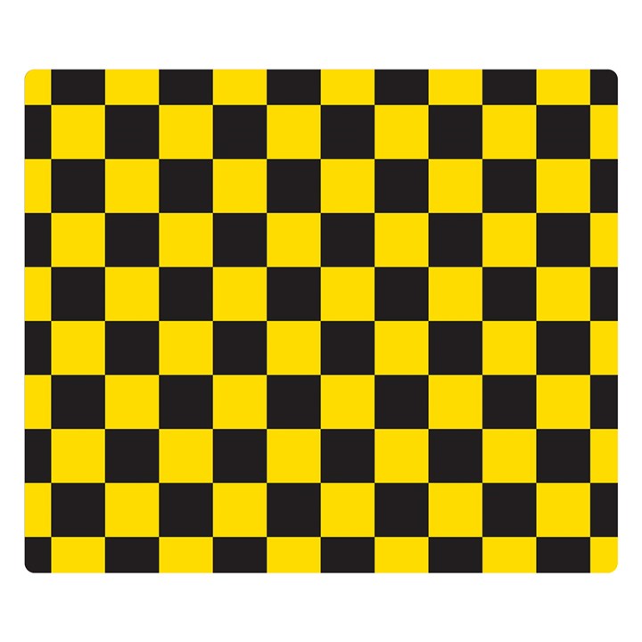 Checkerboard Pattern Black and Yellow Ancap Libertarian Double Sided Flano Blanket (Small) 