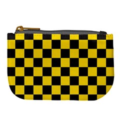 Checkerboard Pattern Black And Yellow Ancap Libertarian Large Coin Purse by snek