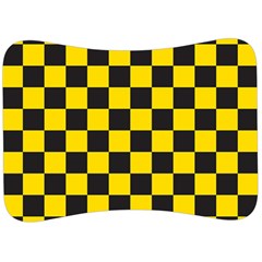 Checkerboard Pattern Black And Yellow Ancap Libertarian Velour Seat Head Rest Cushion by snek