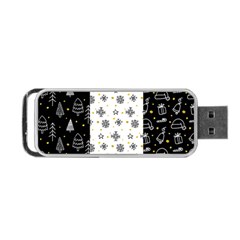 Black Golden Christmas Pattern Collection Portable Usb Flash (two Sides) by Vaneshart