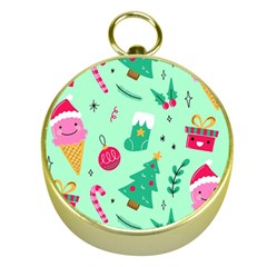 Funny Christmas Pattern Background Gold Compasses by Vaneshart