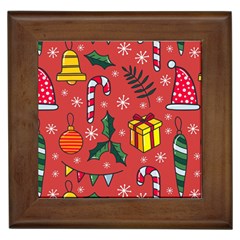 Colorful Funny Christmas Pattern Framed Tile by Vaneshart