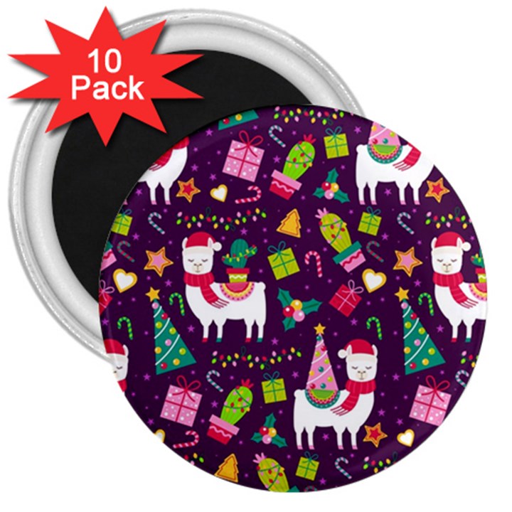 Colorful Funny Christmas Pattern 3  Magnets (10 pack) 