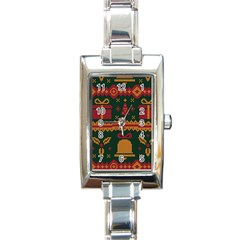 Knitted Christmas Pattern Rectangle Italian Charm Watch by Vaneshart