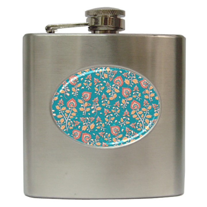 Teal Floral Paisley Hip Flask (6 oz)