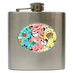 Hand Drawn Christmas Pattern Collection Hip Flask (6 Oz) by Vaneshart