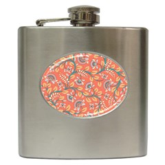 Coral Floral Paisley Hip Flask (6 Oz) by mccallacoulture