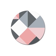 Pink, Gray, And White Geometric Magnet 3  (round) by mccallacoulture