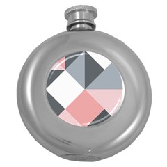 Pink, Gray, And White Geometric Round Hip Flask (5 Oz) by mccallacoulture