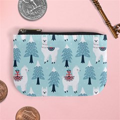 Christmas Tree Cute Lama With Gift Boxes Seamless Pattern Mini Coin Purse by Vaneshart