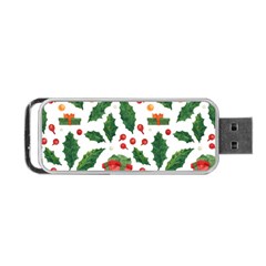 Christmas Seamless Pattern With Holly Red Gift Box Portable Usb Flash (two Sides) by Vaneshart