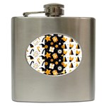 Black Golden Christmas Pattern Collection Hip Flask (6 oz) Front