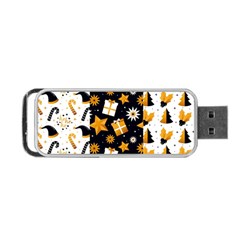 Black Golden Christmas Pattern Collection Portable Usb Flash (two Sides) by Vaneshart