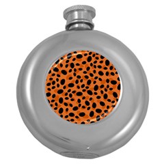 Orange Cheetah Animal Print Round Hip Flask (5 Oz) by mccallacoulture