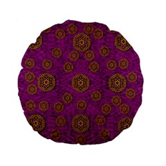 Snow Stars  In Gold On Color Standard 15  Premium Flano Round Cushions by pepitasart