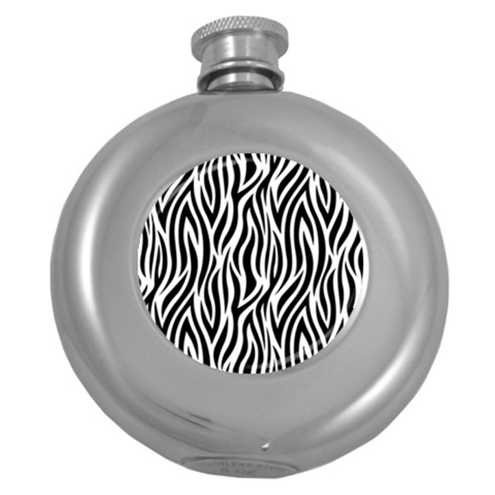 Thin Zebra Animal Print Round Hip Flask (5 oz)