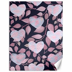 Navy Floral Hearts Canvas 12  X 16  by mccallacoulture