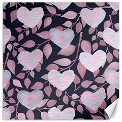 Navy Floral Hearts Canvas 20  X 20  by mccallacoulture