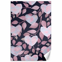 Navy Floral Hearts Canvas 20  X 30  by mccallacoulture