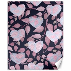 Navy Floral Hearts Canvas 11  X 14  by mccallacoulture