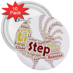 Fighting Golden Rooster  3  Buttons (10 Pack)  by Pantherworld143