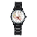 Fighting Golden Rooster  Stainless Steel Round Watch Front