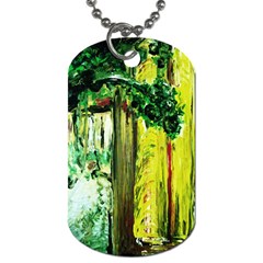 Old Tree And House With An Arch 8 Dog Tag (one Side) by bestdesignintheworld