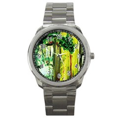 Old Tree And House With An Arch 8 Sport Metal Watch by bestdesignintheworld