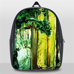 Old Tree And House With An Arch 8 School Bag (large) by bestdesignintheworld