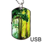 Old Tree And House With An Arch 8 Dog Tag USB Flash (One Side) Front