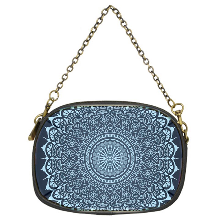 Luxury Mandala With Golden Arabesque Pattern Arabic Islamic East Style Chain Purse (One Side)