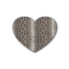 Python Snakeskin Print Rubber Coaster (heart)  by LoolyElzayat