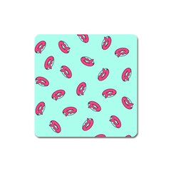 Donuts Pattern Food Colourful Square Magnet by Vaneshart