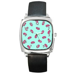 Donuts Pattern Food Colourful Square Metal Watch by Vaneshart