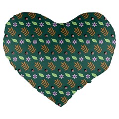 Nature Pattern Spring Green Large 19  Premium Flano Heart Shape Cushions by Vaneshart