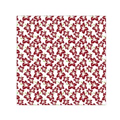 Cute Flowers - Carmine Red White Small Satin Scarf (square) by FashionBoulevard