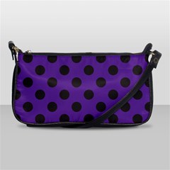 Polka Dots Black On Imperial Purple Shoulder Clutch Bag by FashionBoulevard