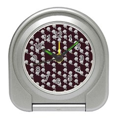 White Rose In Maroon Travel Alarm Clock by snowwhitegirl