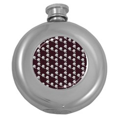 White Rose In Maroon Round Hip Flask (5 Oz) by snowwhitegirl