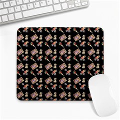 Robin Art Black Pattern Large Mousepads by snowwhitegirl