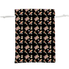 Robin Art Black Pattern  Lightweight Drawstring Pouch (xl) by snowwhitegirl