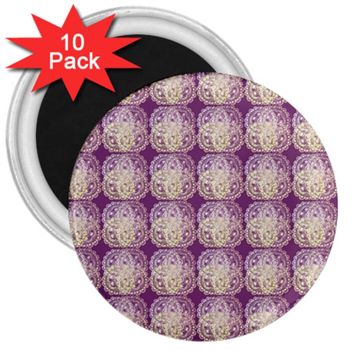 Doily Only Pattern Purple 3  Magnets (10 pack) 