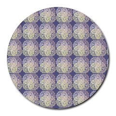 Doily Only Pattern Blue Round Mousepads by snowwhitegirl